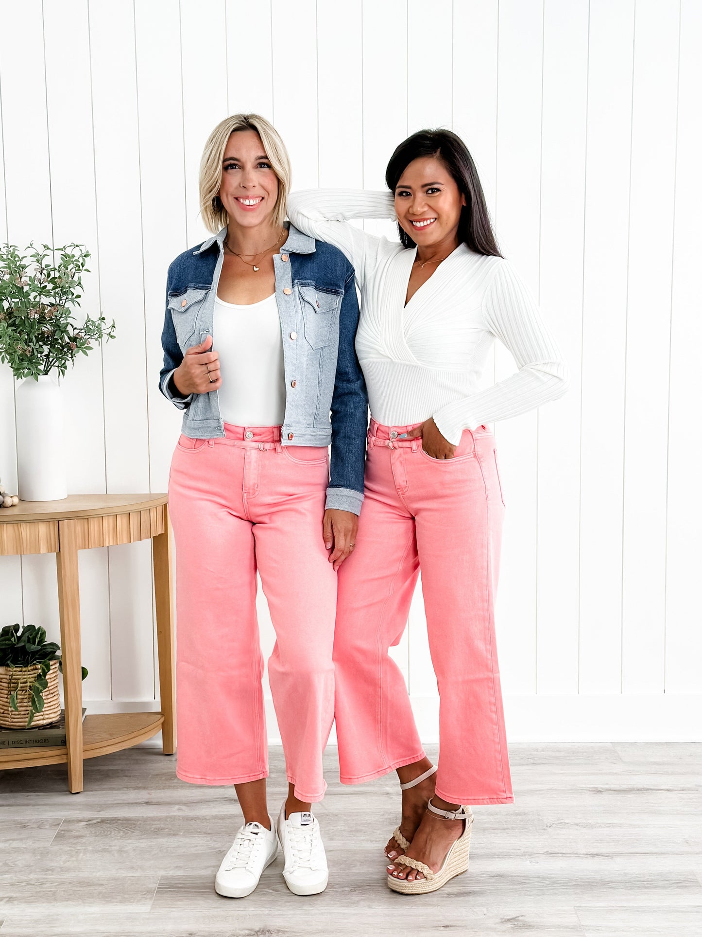 Vervet High Rise Blush Wide Leg Jeans With Belt