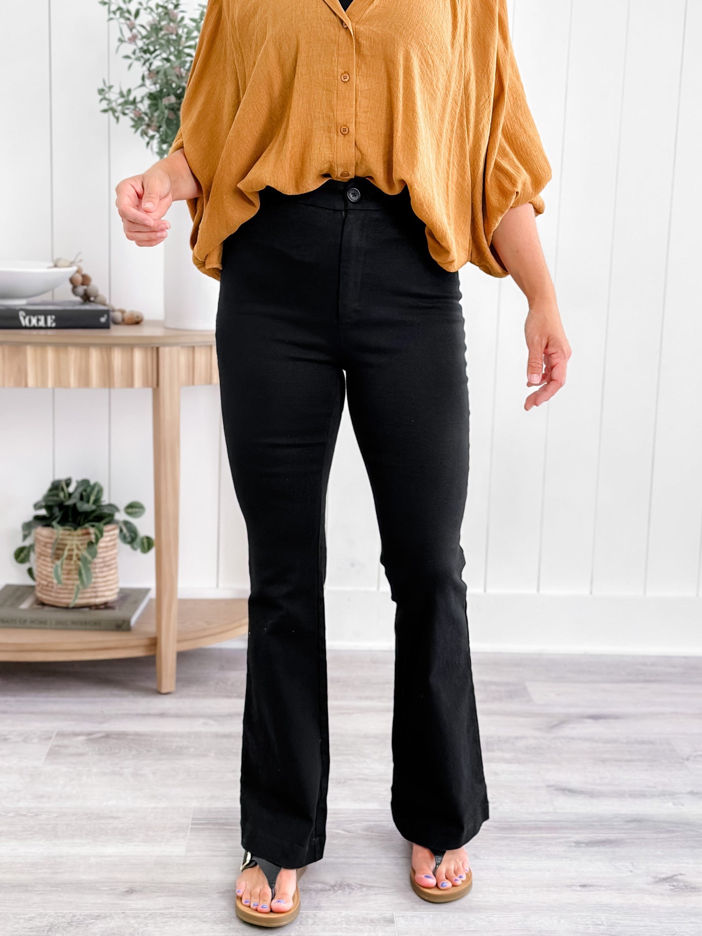 Solid Leg Pants With Back Pocket Detail (Multiple Colors)