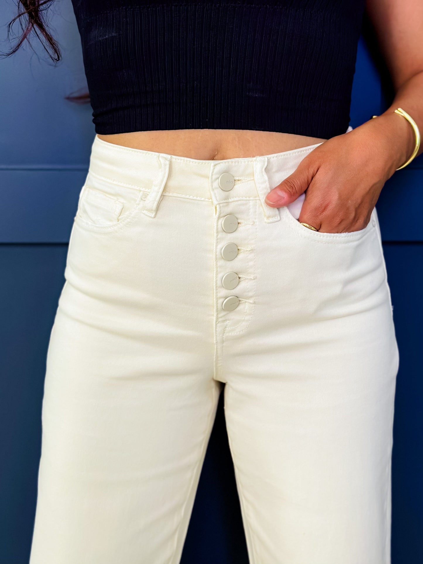 Mica High Rise Whitecap Gray Wide Crop Jeans