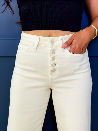 Mica High Rise Whitecap Gray Wide Crop Jeans