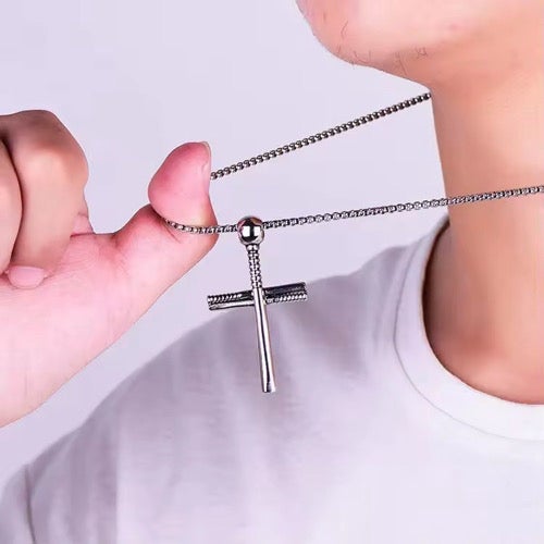 Trendy Baseball Cross Necklace