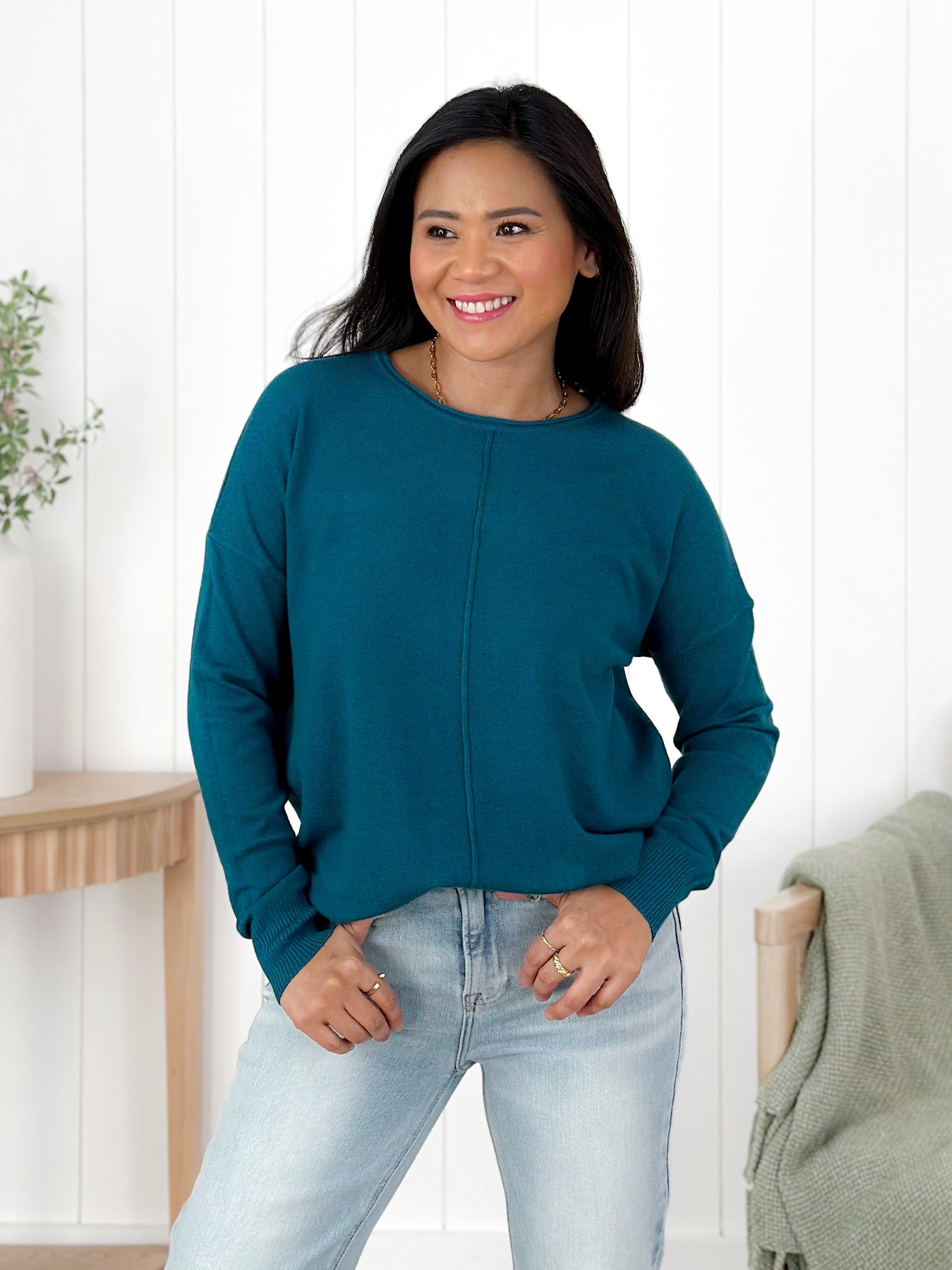 Door Buster! Zenana Round Neck Pullover Middle Seam Top
