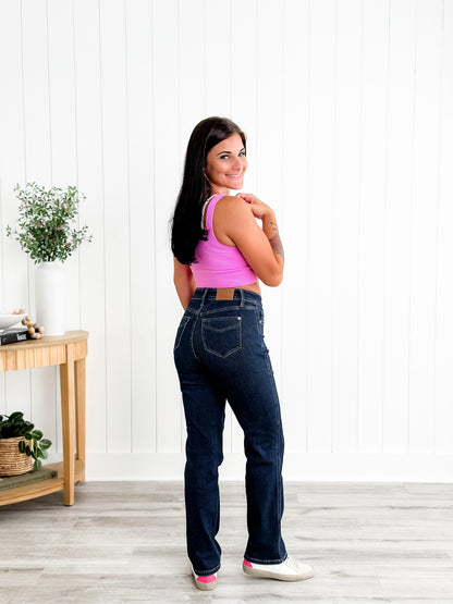 Judy Blue Straight Snatched High Rise Dark Wash Tummy Control Non Distressed Straight Leg Jeans