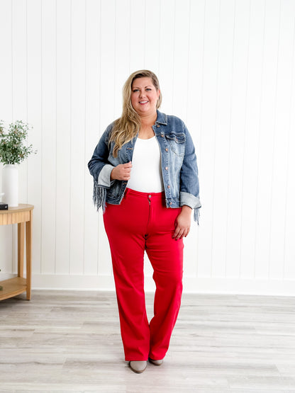 Judy Blue Red Hot High Rise Red 90's Straight Leg Jeans